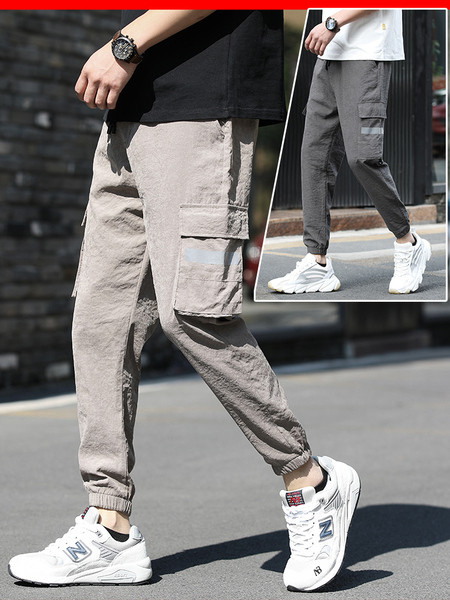 Ikdienas vīriešu bikses ar kabatām un saitēm