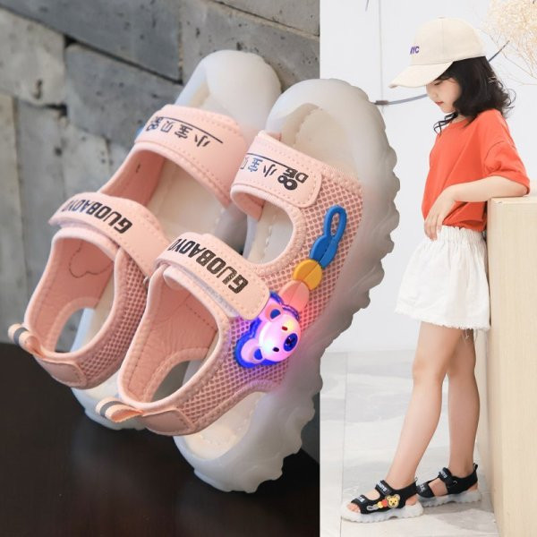 Világító gyerekszandál matricákkal lányoknak