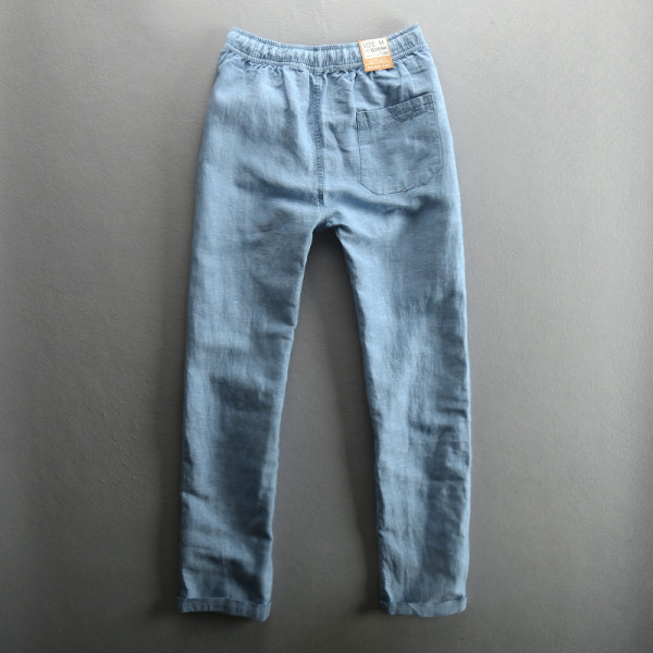 Modernas vīriešu bikses ar elastīgu jostasvietu un saitēm