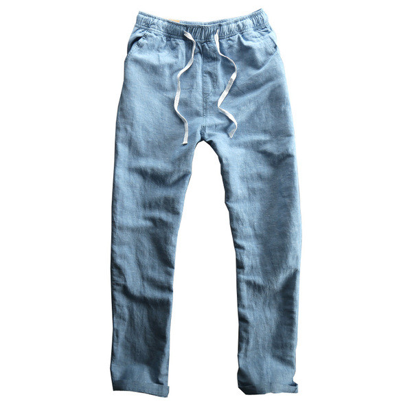 Modernas vīriešu bikses ar elastīgu jostasvietu un saitēm