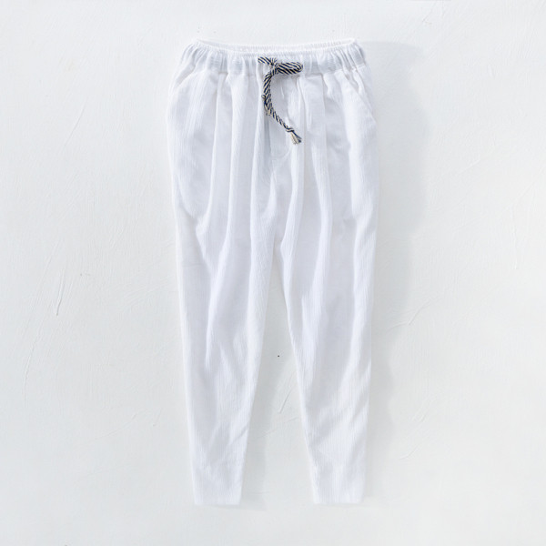 Pavasara-rudens vīriešu bikses ar elastīgu jostasvietu un saitēm