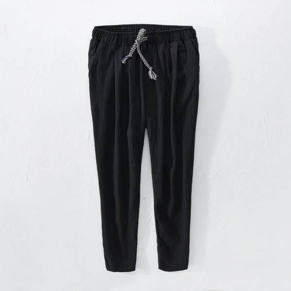 Pavasara-rudens vīriešu bikses ar elastīgu jostasvietu un saitēm