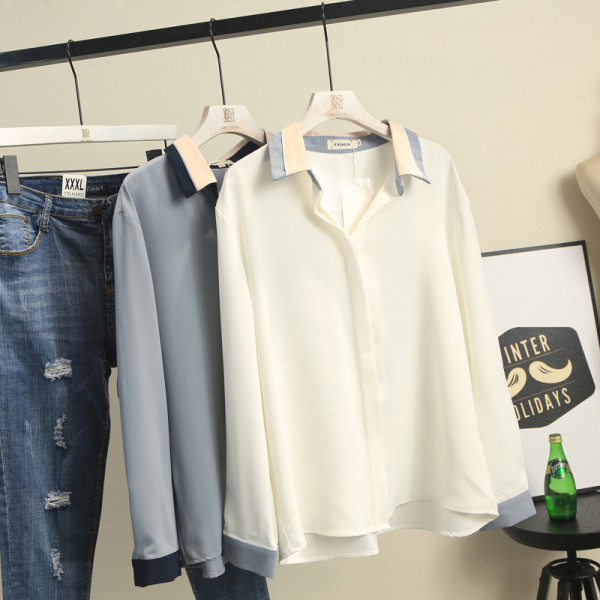 Stilīgs sieviešu krekls ar garām piedurknēm un izmēriem līdz 3XL