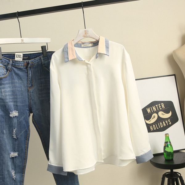 Stilīgs sieviešu krekls ar garām piedurknēm un izmēriem līdz 3XL