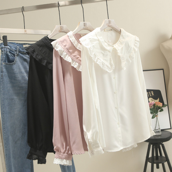 Liela izmēra stilīgs sieviešu krekls ar garām piedurknēm