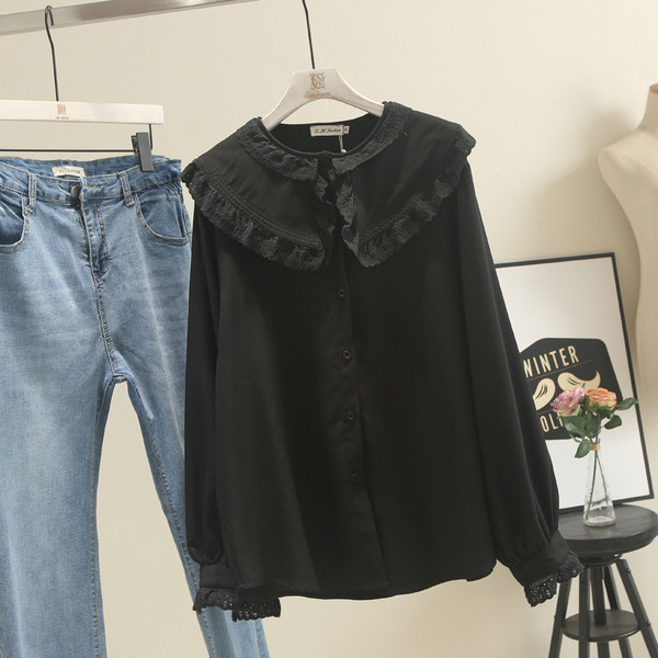 Liela izmēra stilīgs sieviešu krekls ar garām piedurknēm