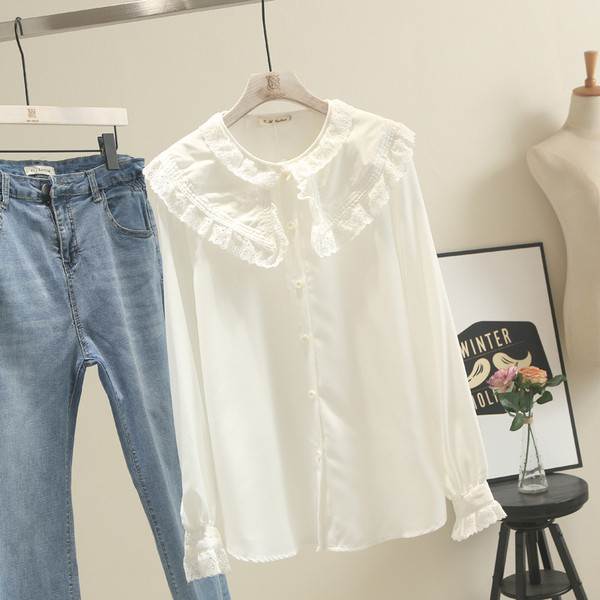 Liela izmēra stilīgs sieviešu krekls ar garām piedurknēm