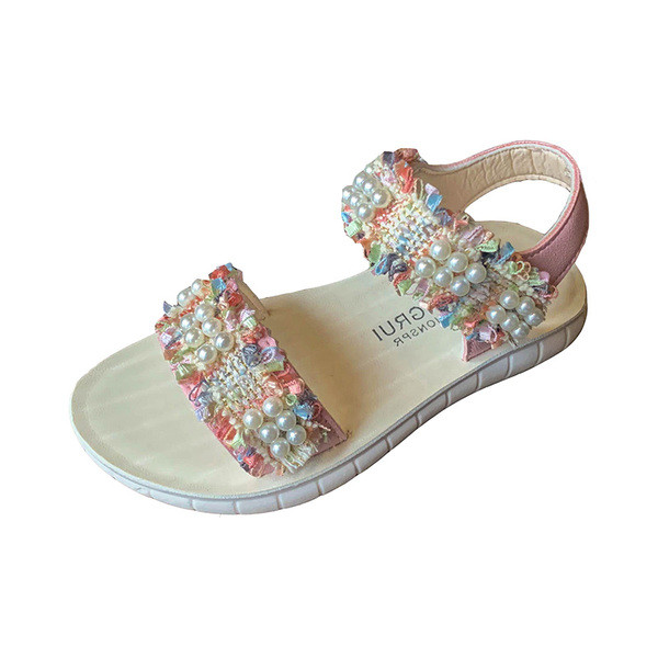 Mūsdienīgas bērnu sandales ar pērlēm meitenēm