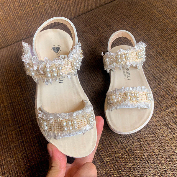 Mūsdienīgas bērnu sandales ar pērlēm meitenēm