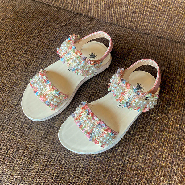 Mūsdienīgas bērnu sandales ar pērlēm meitenēm