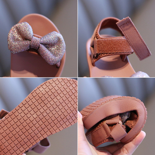 Sandale pentru copii actuale cu panglica lucioasa si autocolante