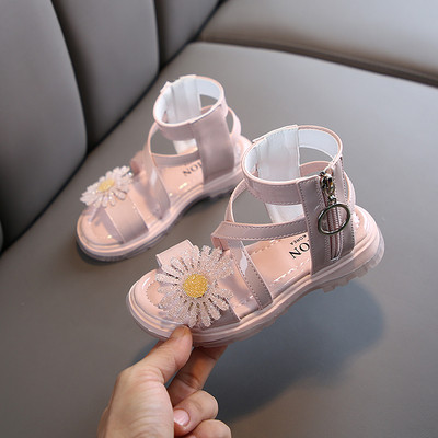 Sandale pentru copii cu bretele incrucisate si element 3D pentru fete