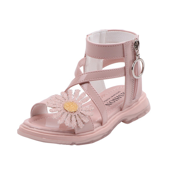 Sandale pentru copii cu bretele incrucisate si element 3D pentru fete