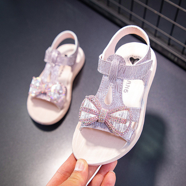 Sandale copii cu pietre si panglica pentru fete