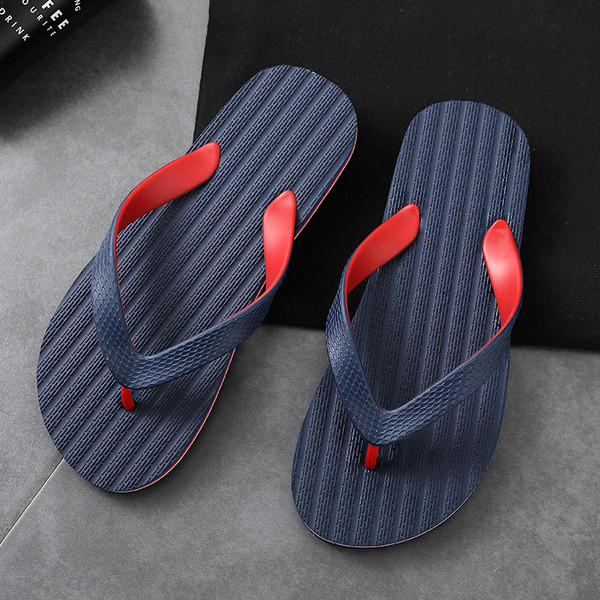 Papuci pentru bărbați bicolor peste vârf, cu talpă plată