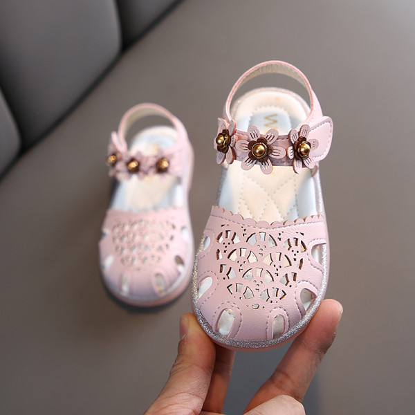 Sandale casual pentru copii cu autocolante si flori pentru fete