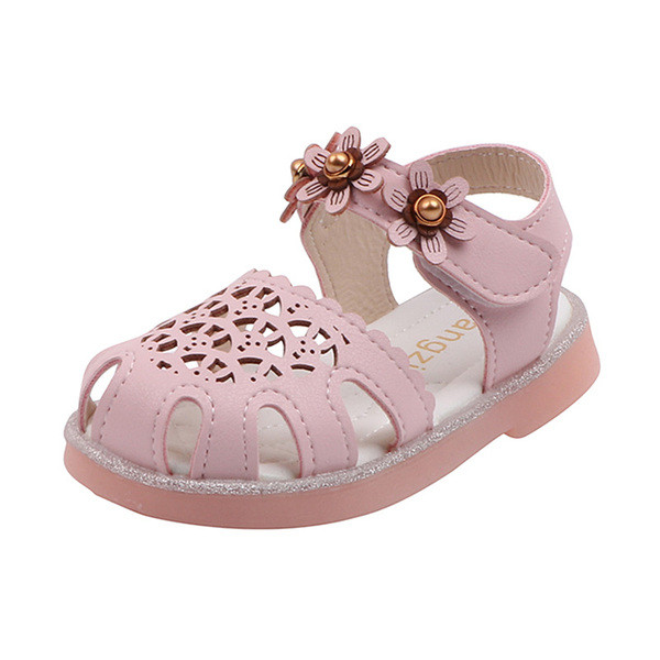Sandale casual pentru copii cu autocolante si flori pentru fete