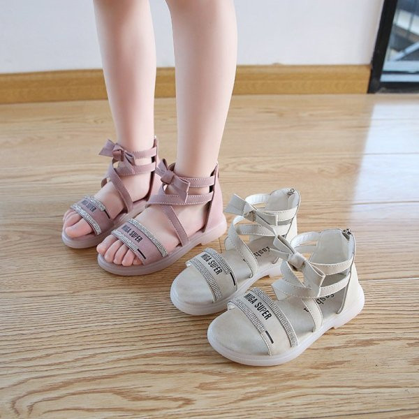 Lukuga ja kivikestega laste sandaalid tüdrukutele