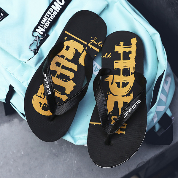 Papuci casual barbatesti cu inscriptie colorata pe talpa