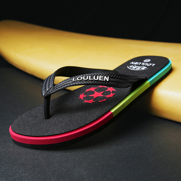 Papuci casual barbatesti cu aplicatie si talpa plata