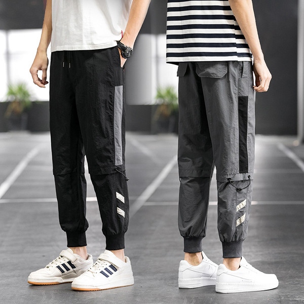 Pantaloni sport și casual pentru bărbați cu margini și elastic la gleznă