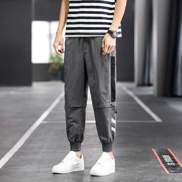 Pantaloni sport și casual pentru bărbați cu margini și elastic la gleznă
