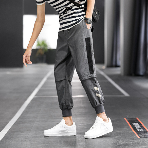 Pantaloni sport și casual pentru bărbați cu margini și elastic la gleznă