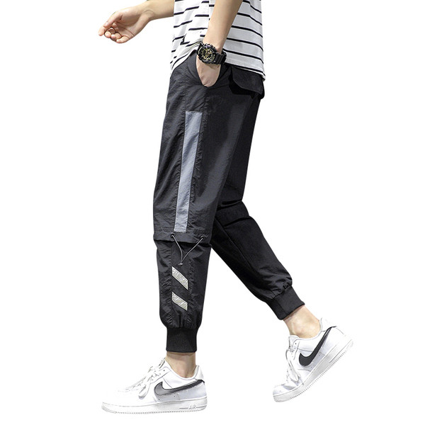 Pantaloni sport și casual pentru bărbați cu margini și elastic la gleznă