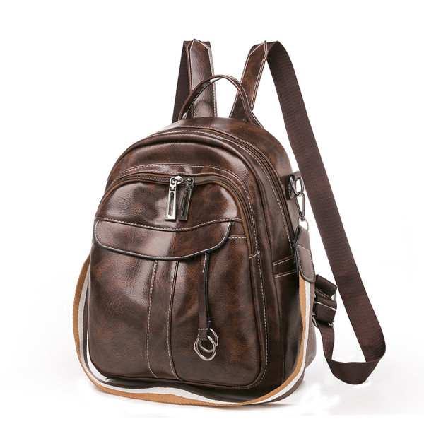 Rucsac casual dama din piele ecologica cu element metalic