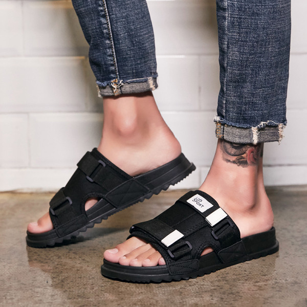 Papuci casual barbati cu velcro si talpa plata