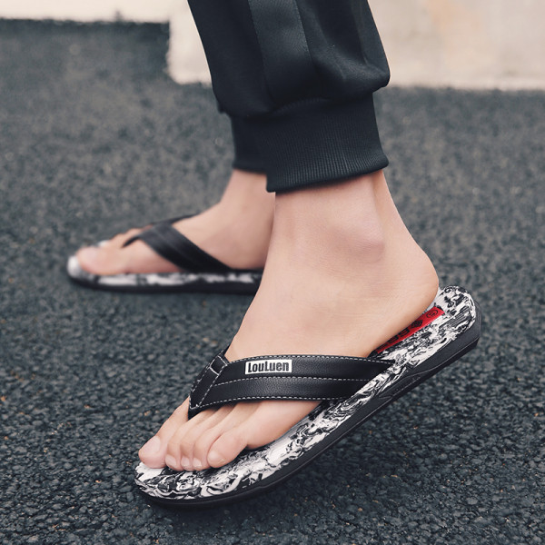 Papuci casual barbatesti din imitatie de piele cu talpa colorata