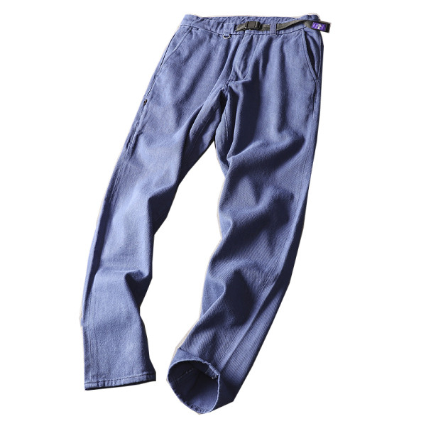 Ležerne muške hlače s kožnim elementom u struku