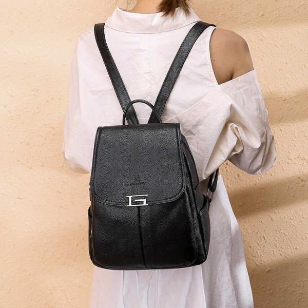 Öko-nahast pandlaga naiste igapäevane seljakott