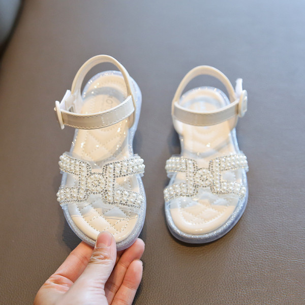 Sandale copii pentru fete cu cataramă și perle