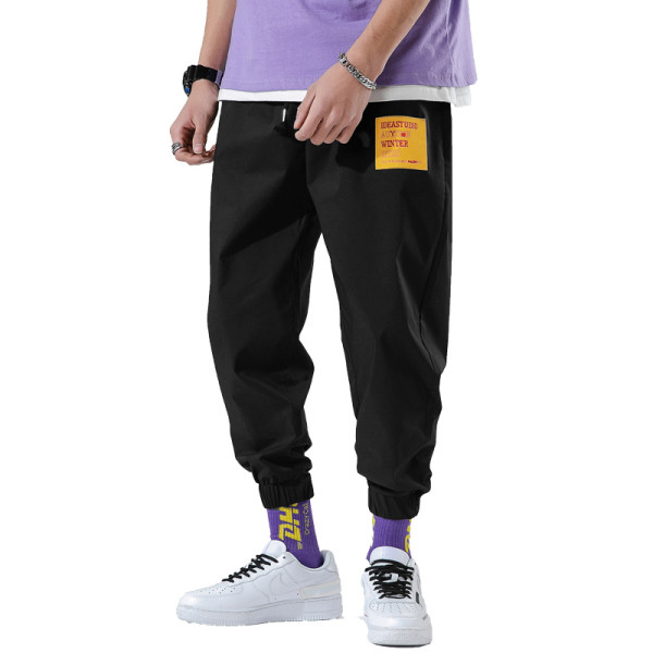 Praegused meeste püksid pahkluu ja aplikatsiooniga