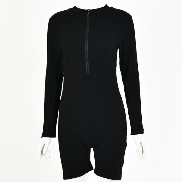 Naiste sportlik lühike pikkade varrukate ja lukuga kombinesoon