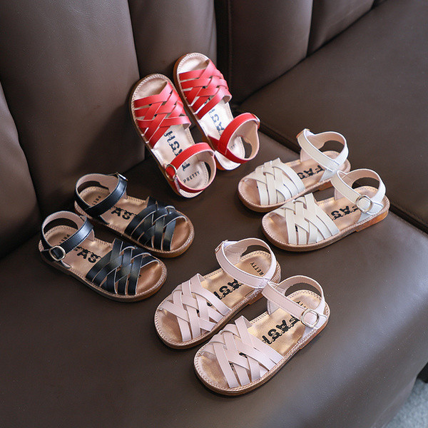 Bērnu mākslīgās ādas sandales ar sprādzi meitenēm