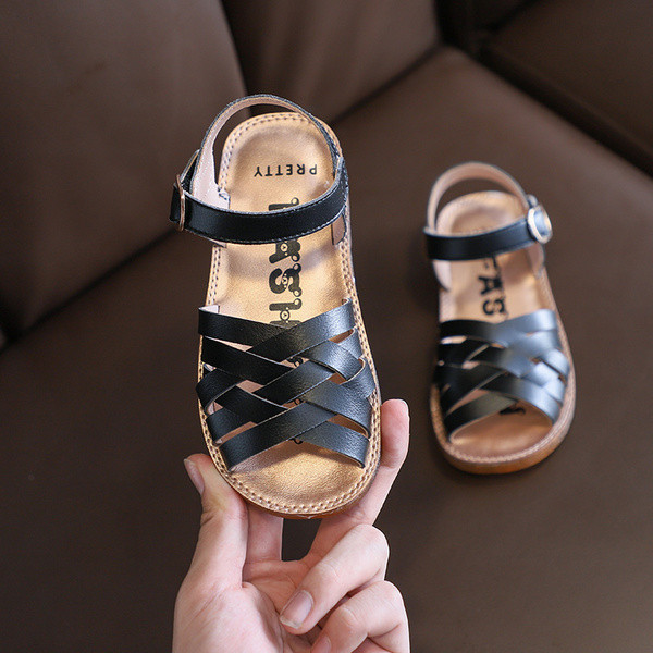 Bērnu mākslīgās ādas sandales ar sprādzi meitenēm