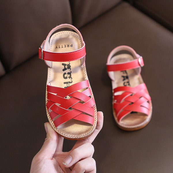 Bērnu mākslīgās ādas sandales ar sprādzi meitenēm