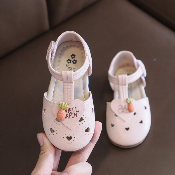 Ikdienas bērnu sandales no eko ādas ar 3D elementu meitenēm