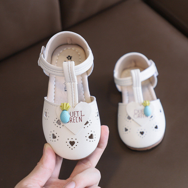 Ikdienas bērnu sandales no eko ādas ar 3D elementu meitenēm