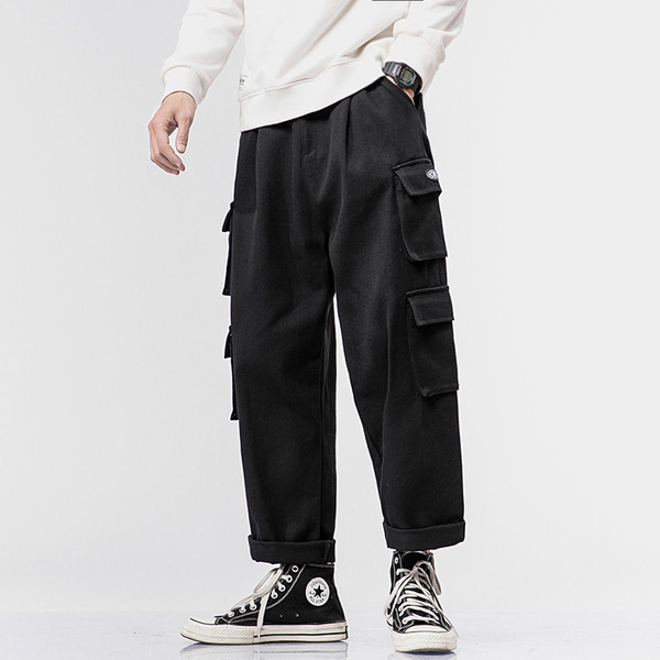 Vīriešu bikses ar kabatām plats modelis