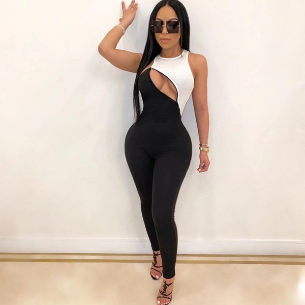 Divu toņu sieviešu sporta-gadījuma kombinezons ar izgriezumu