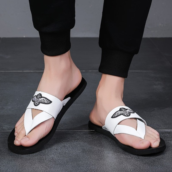 Vīriešu modernas mākslīgās ādas čības ar izšuvumu