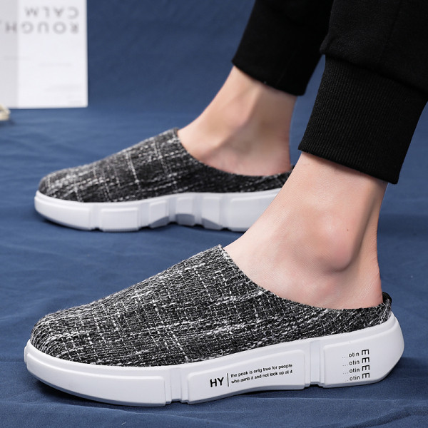 Papuci moderni pentru barbati din material textil cu talpa inalta