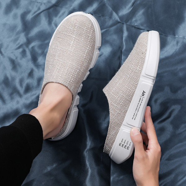 Papuci moderni pentru barbati din material textil cu talpa inalta