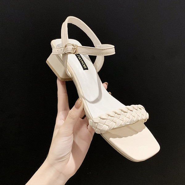 Sandale casual de dama cu catarama si toc jos