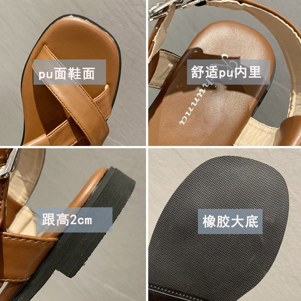 Sieviešu mākslīgās ādas sandales ar sprādzi