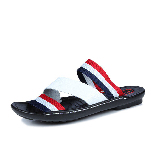 Papuci barbatesti cu bretele colorate si talpa plata