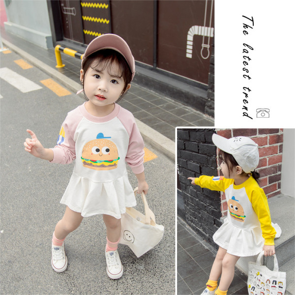 Pikkade varrukate ja aplikatsiooniga vabaaja lastekleit tüdrukutele